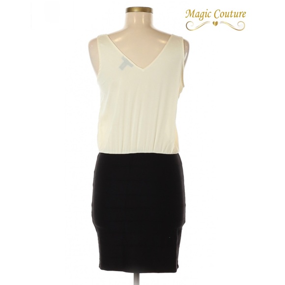 AQUA Bloomingdales Cream Tank Black Mini Skirt Dress🖤🤍🖤 - Picture 2 of 6